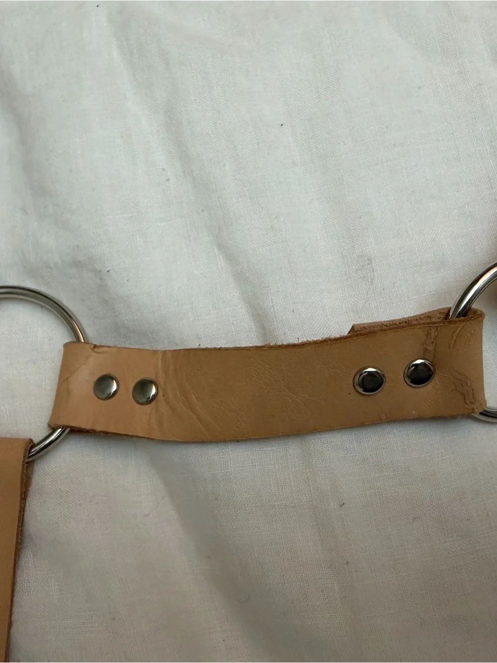 Tan Leather O-Ring Body Harness Urban Outfitters 2010s veg tan leather harness